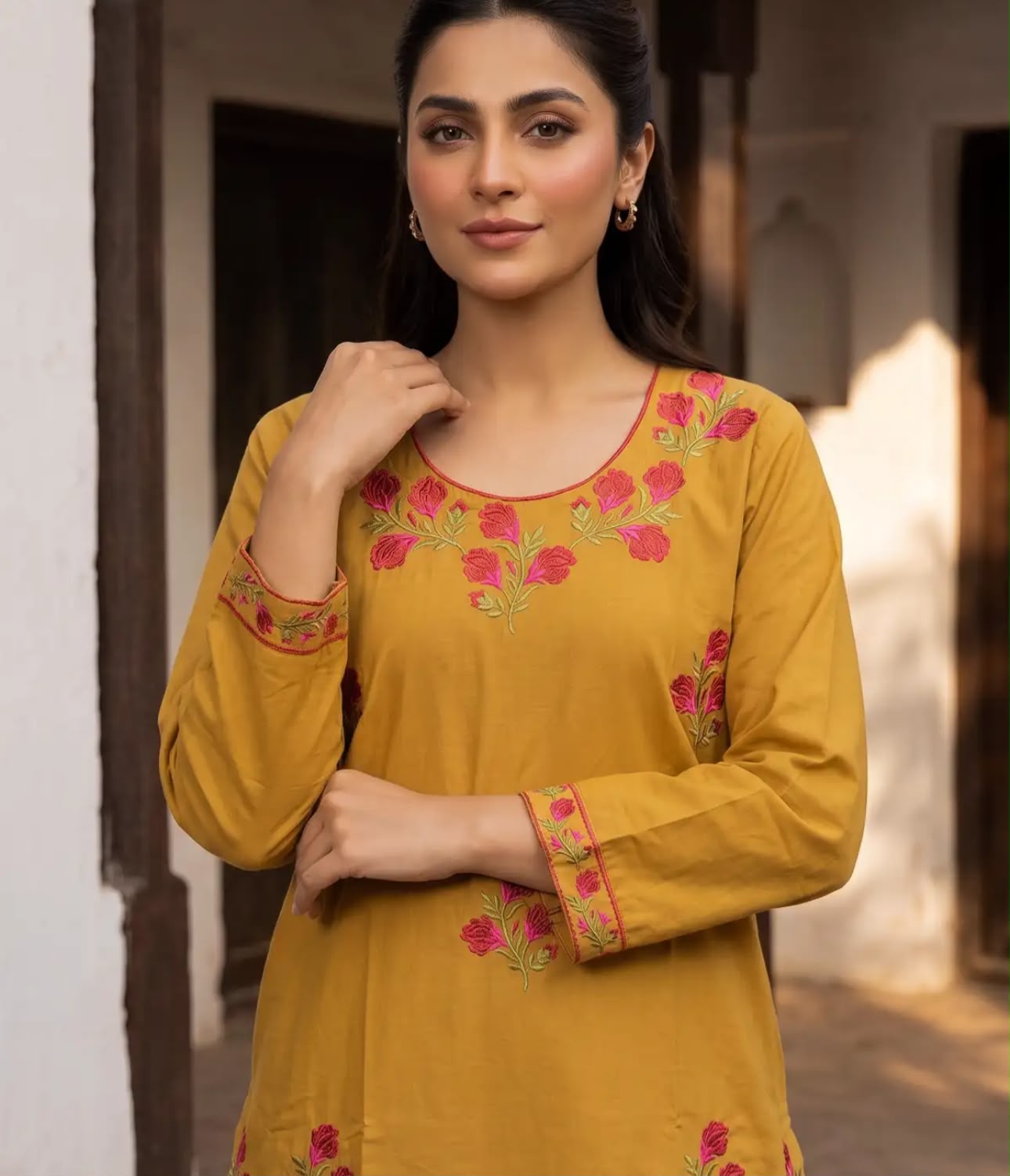 Gulab Baby Pink Embroidered Cotton Suit for Women