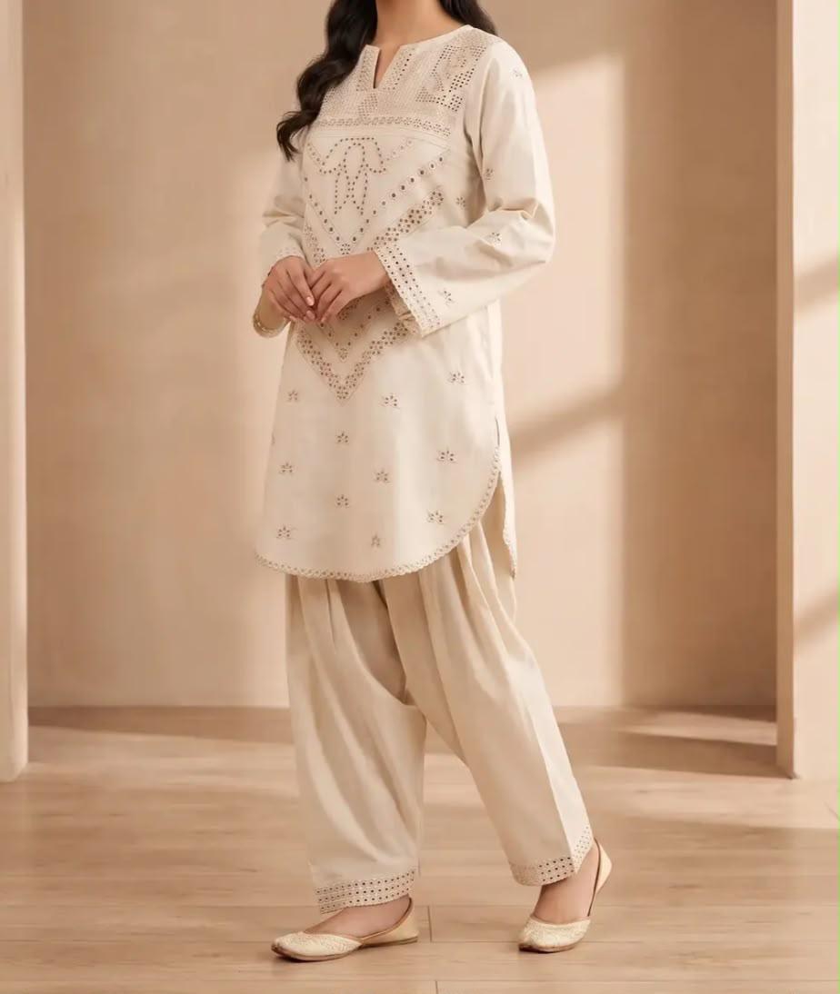 Kashish- 2 Piece Skin Embroidered Lawn dress for Ladies