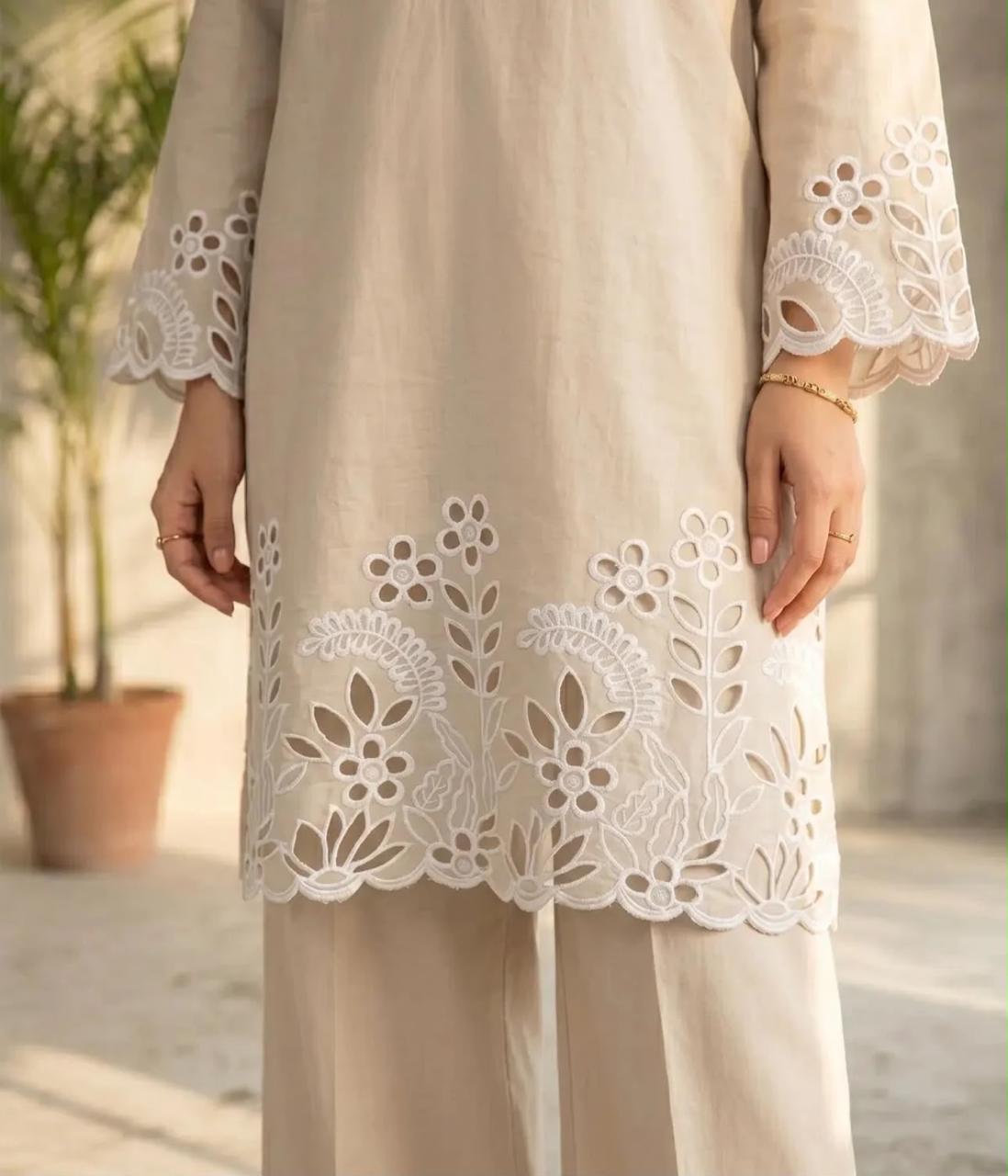 Flora Reign 2-Piece Skin Embroidered Cotton Cord Suit