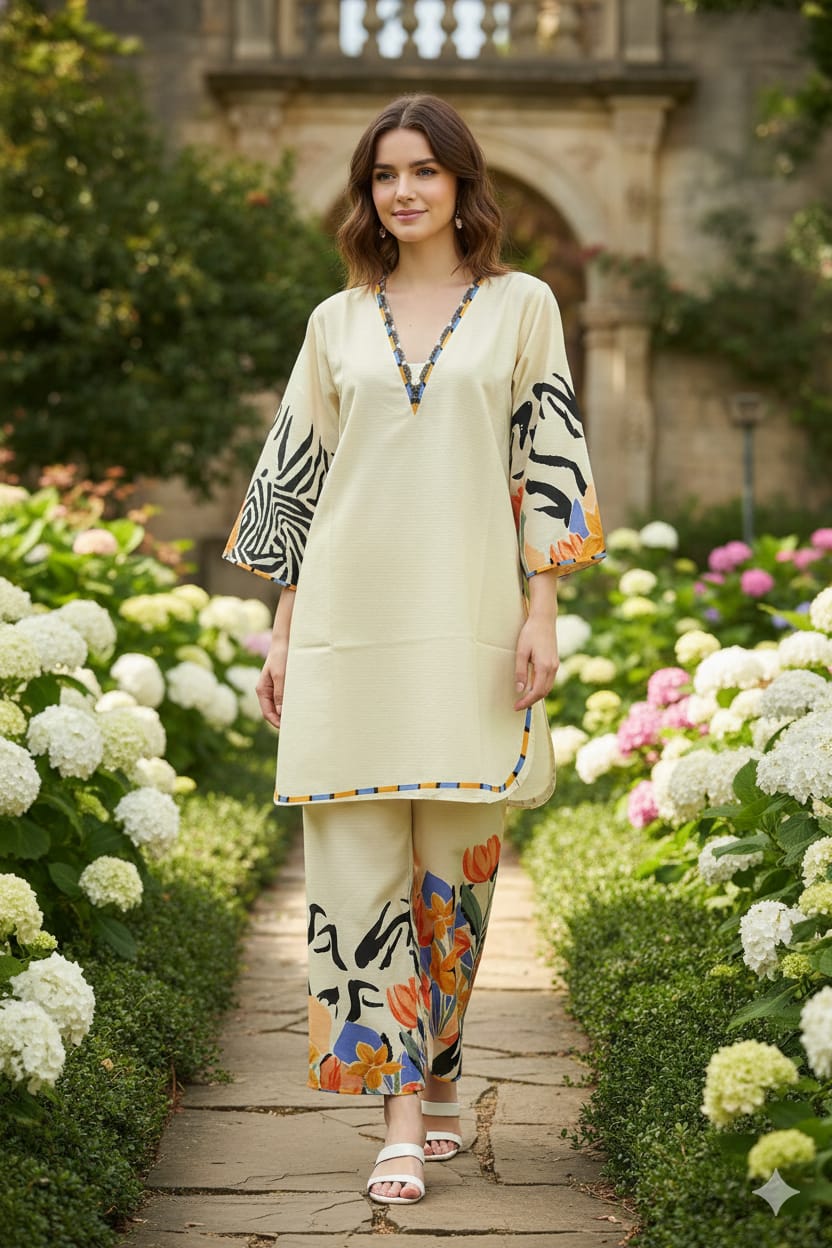 PURE BANADORA LAWN COTTON PREMIUM QUALITY PRINTED 2pC CORDSETS *SAME PRINTED MATCHING FULL SIZE PLAZO