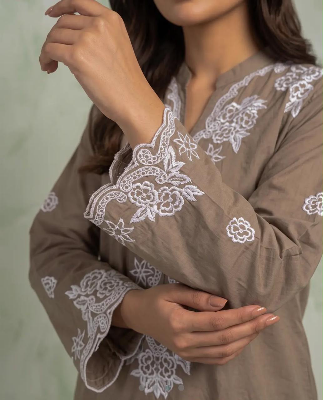Muskaan 2-Piece Brown Printed Cotton Suit