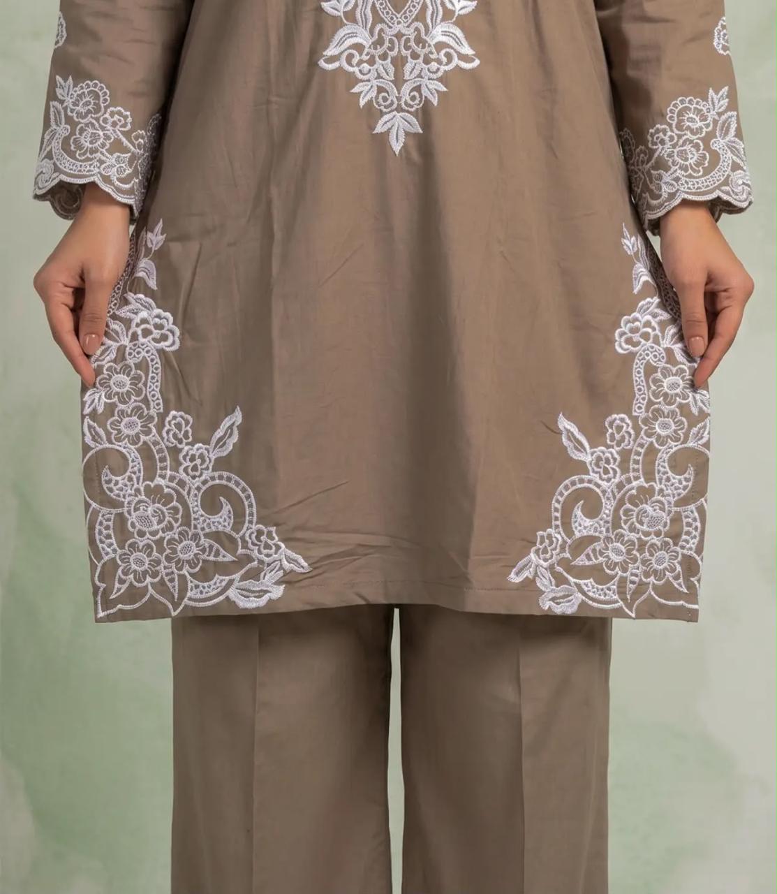 Muskaan 2-Piece Brown Printed Cotton Suit