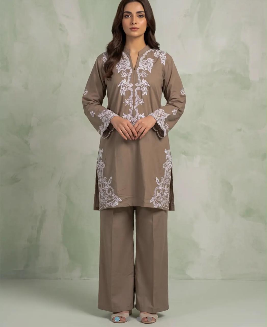 Muskaan 2-Piece Brown Printed Cotton Suit