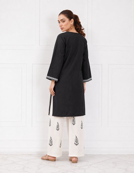 Black Embroidered Bareeze Cotton Lawn 2 Piece Cord Set