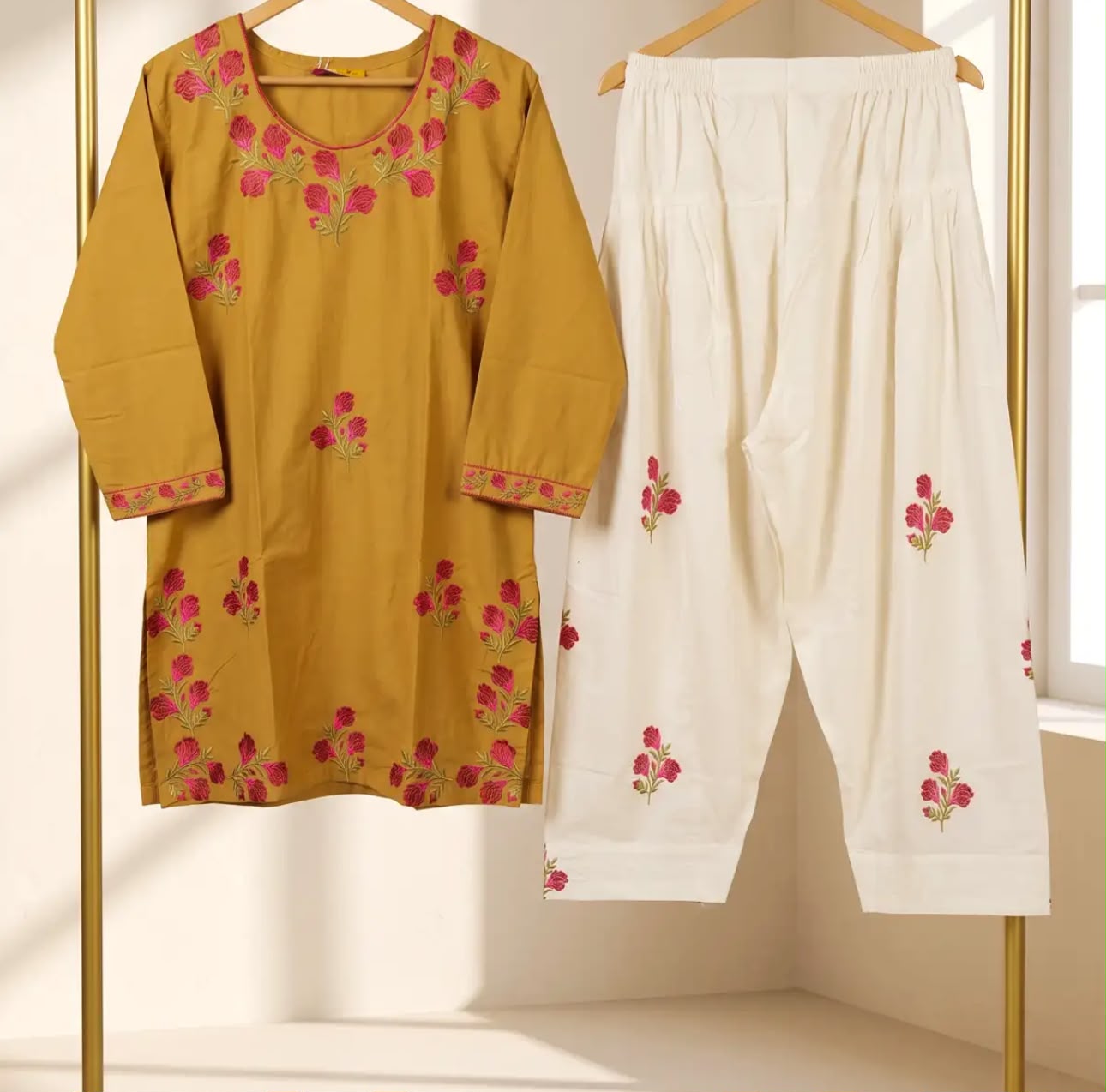 Gulab Baby Pink Embroidered Cotton Suit for Women