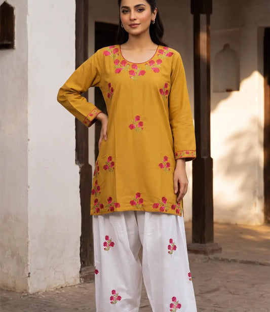 Gulab Baby Pink Embroidered Cotton Suit for Women