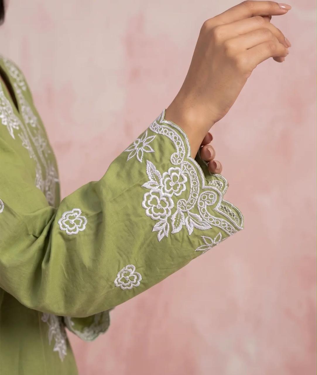 Muskaan 2-Piece Olive Printed Cotton Suit