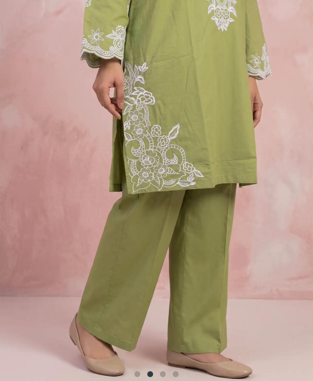 Muskaan 2-Piece Olive Printed Cotton Suit