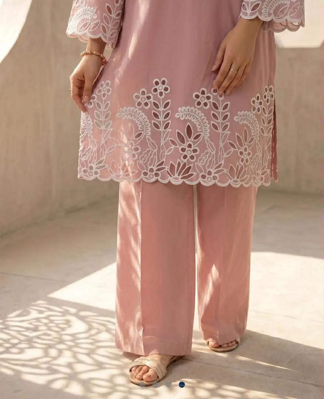 Flora Reign 2-Piece Rose Gold Embroidered Cotton Cord Suit