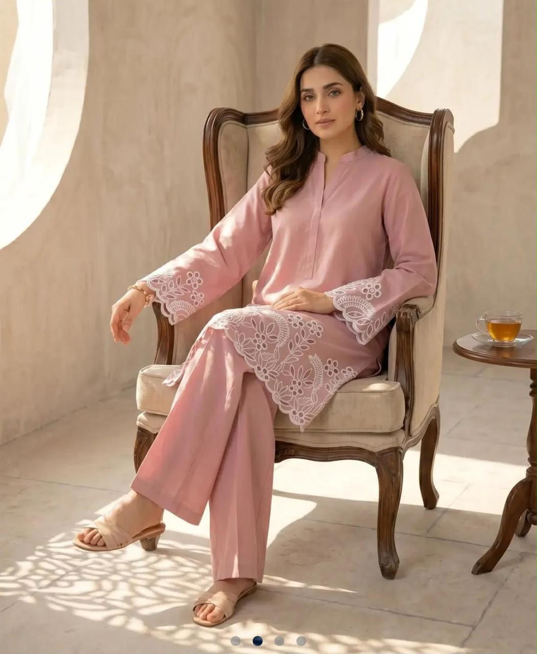 Flora Reign 2-Piece Rose Gold Embroidered Cotton Cord Suit