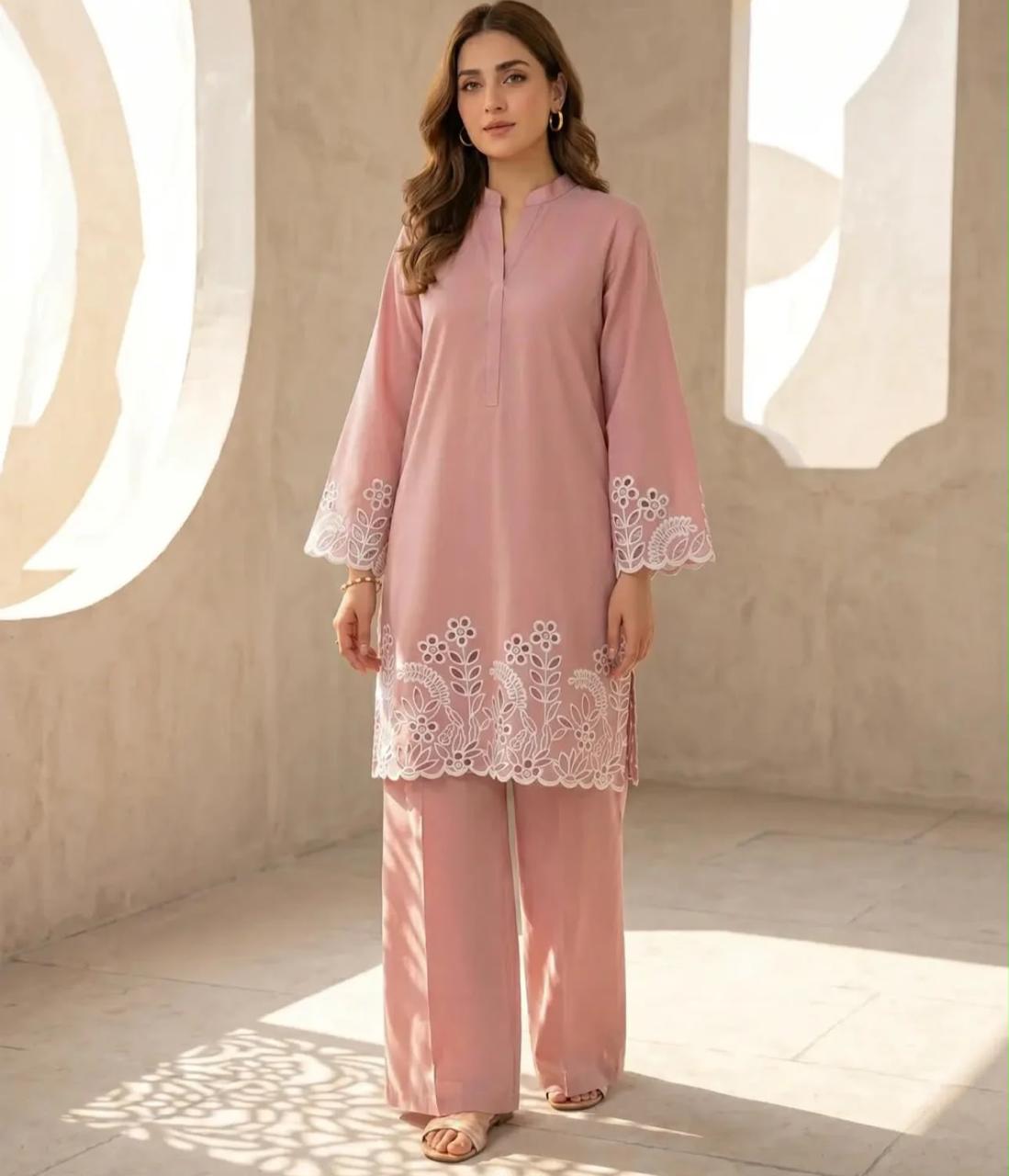 Flora Reign 2-Piece Rose Gold Embroidered Cotton Cord Suit