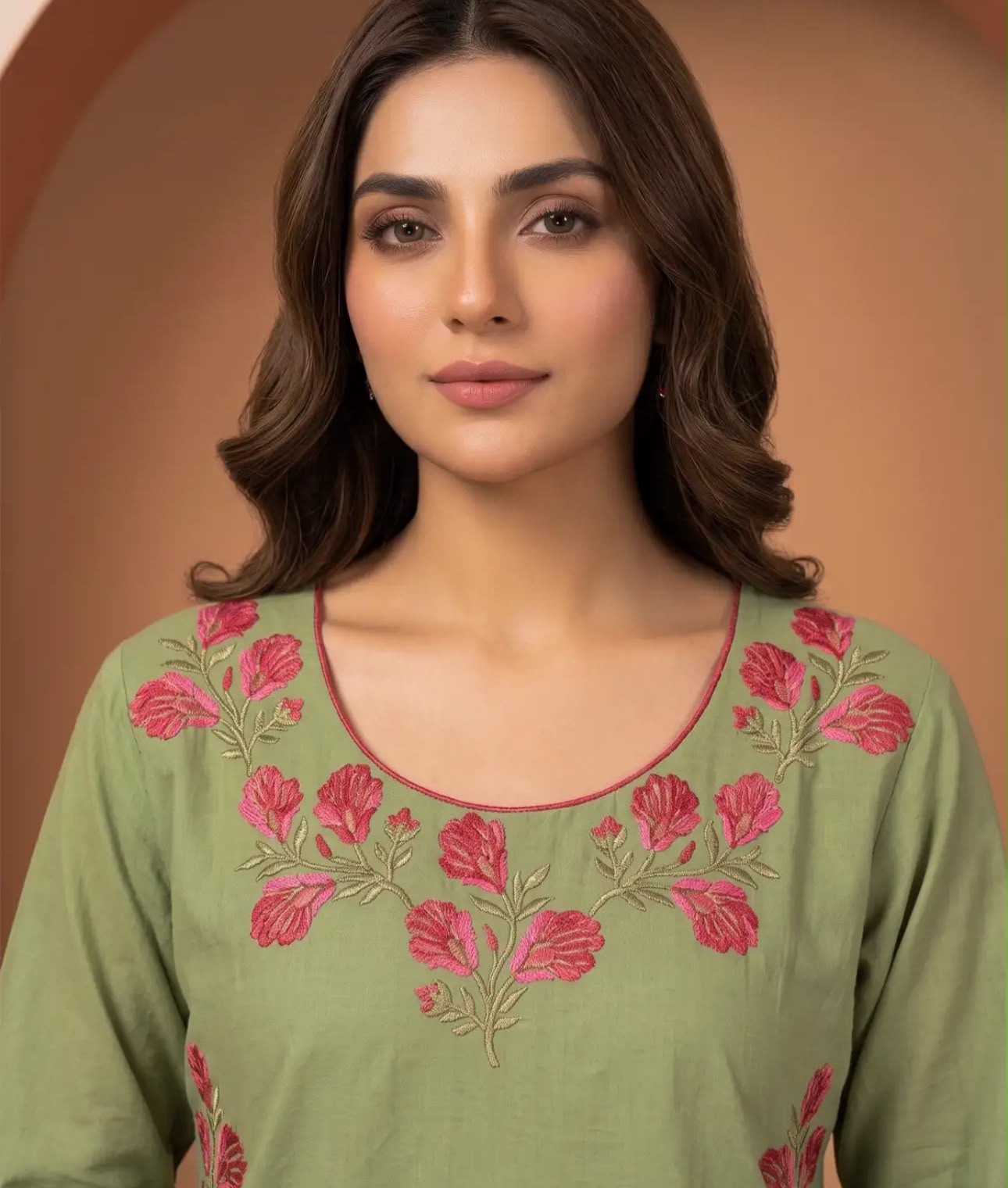 Gulab Sage Green 2-Piece Embroidered Cotton Suit for Women