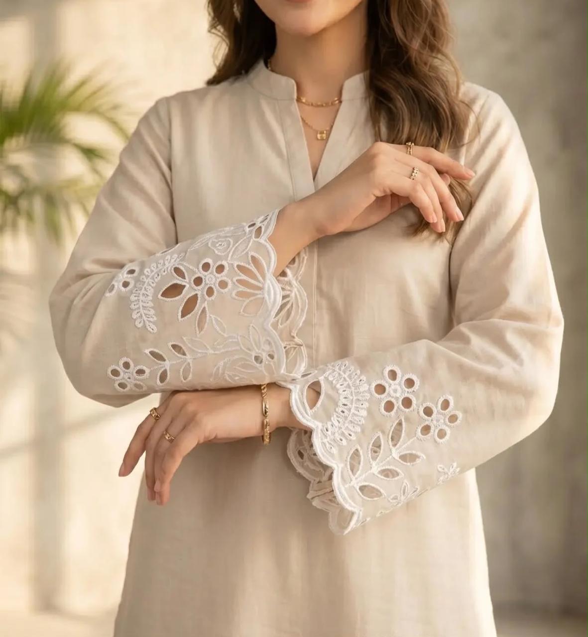 Flora Reign 2-Piece Skin Embroidered Cotton Cord Suit