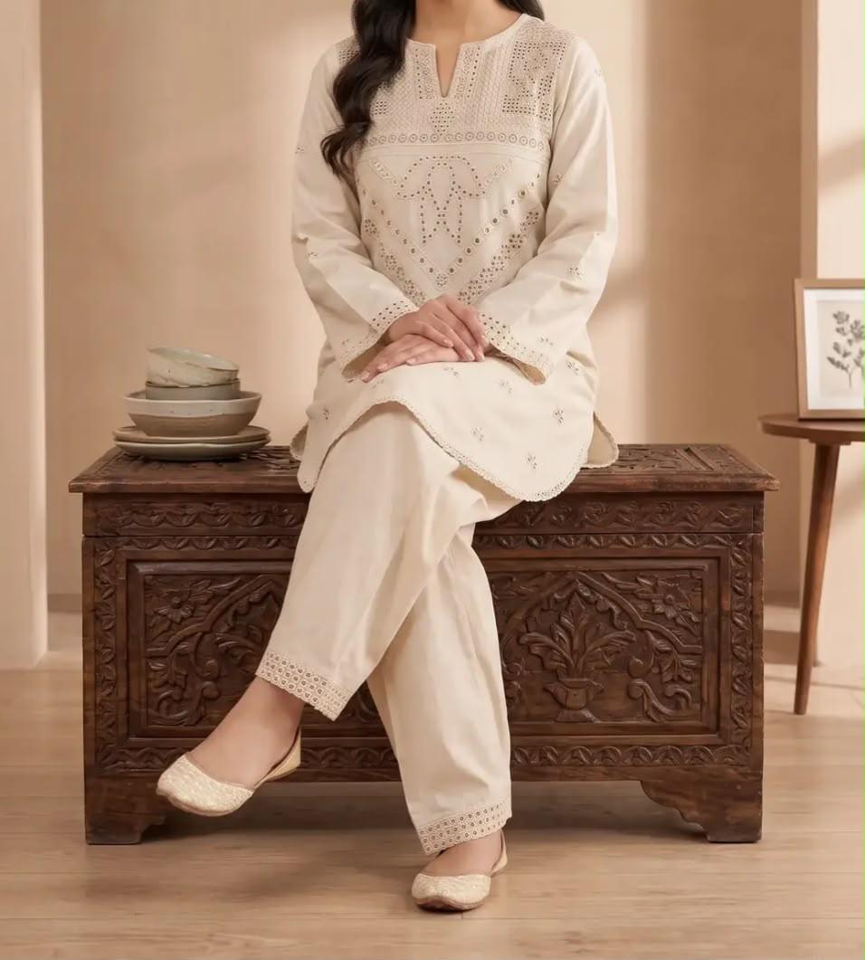 Kashish- 2 Piece Skin Embroidered Lawn dress for Ladies