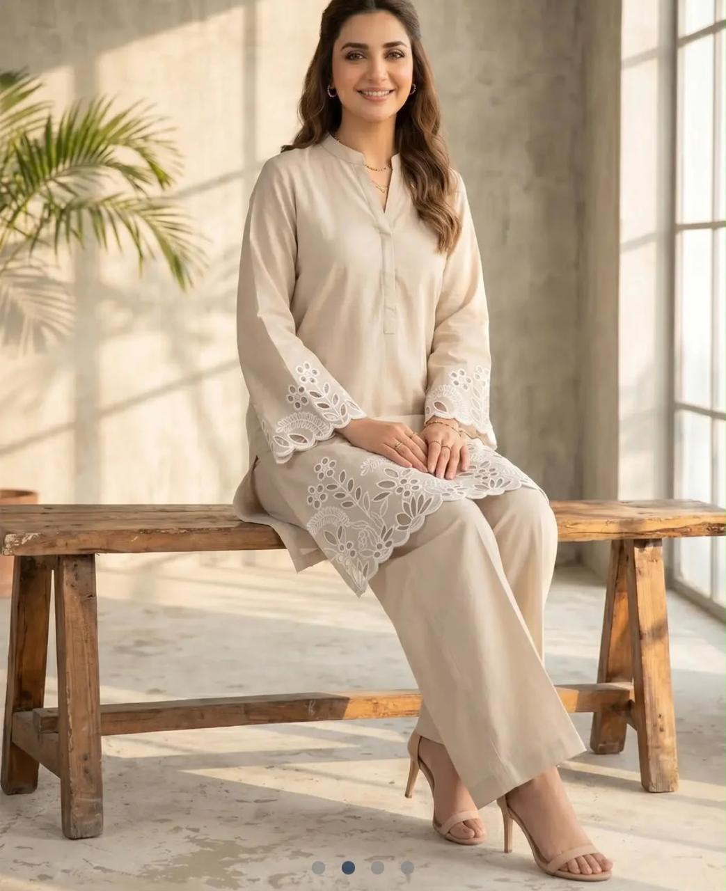Flora Reign 2-Piece Skin Embroidered Cotton Cord Suit