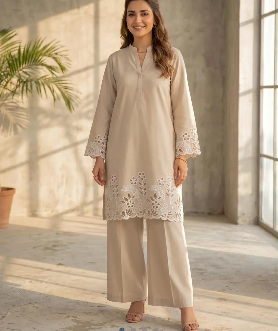 Flora Reign 2-Piece Skin Embroidered Cotton Cord Suit