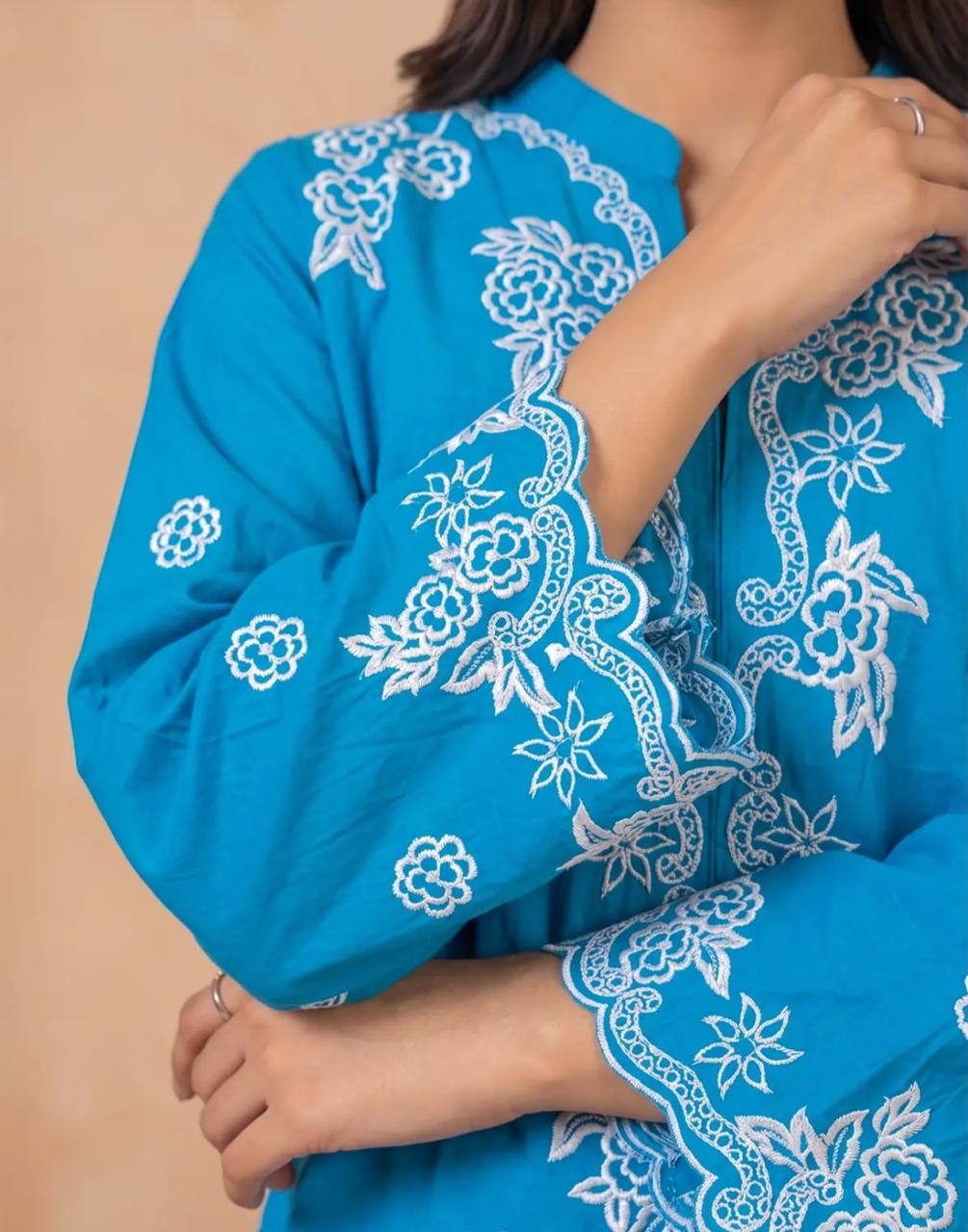 Muskaan 2-Piece Teal Printed Cotton Suit