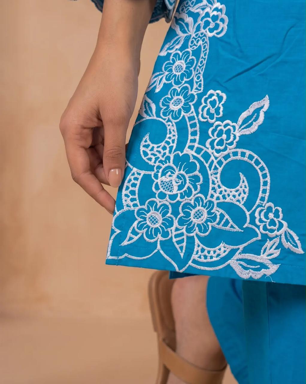 Muskaan 2-Piece Teal Printed Cotton Suit