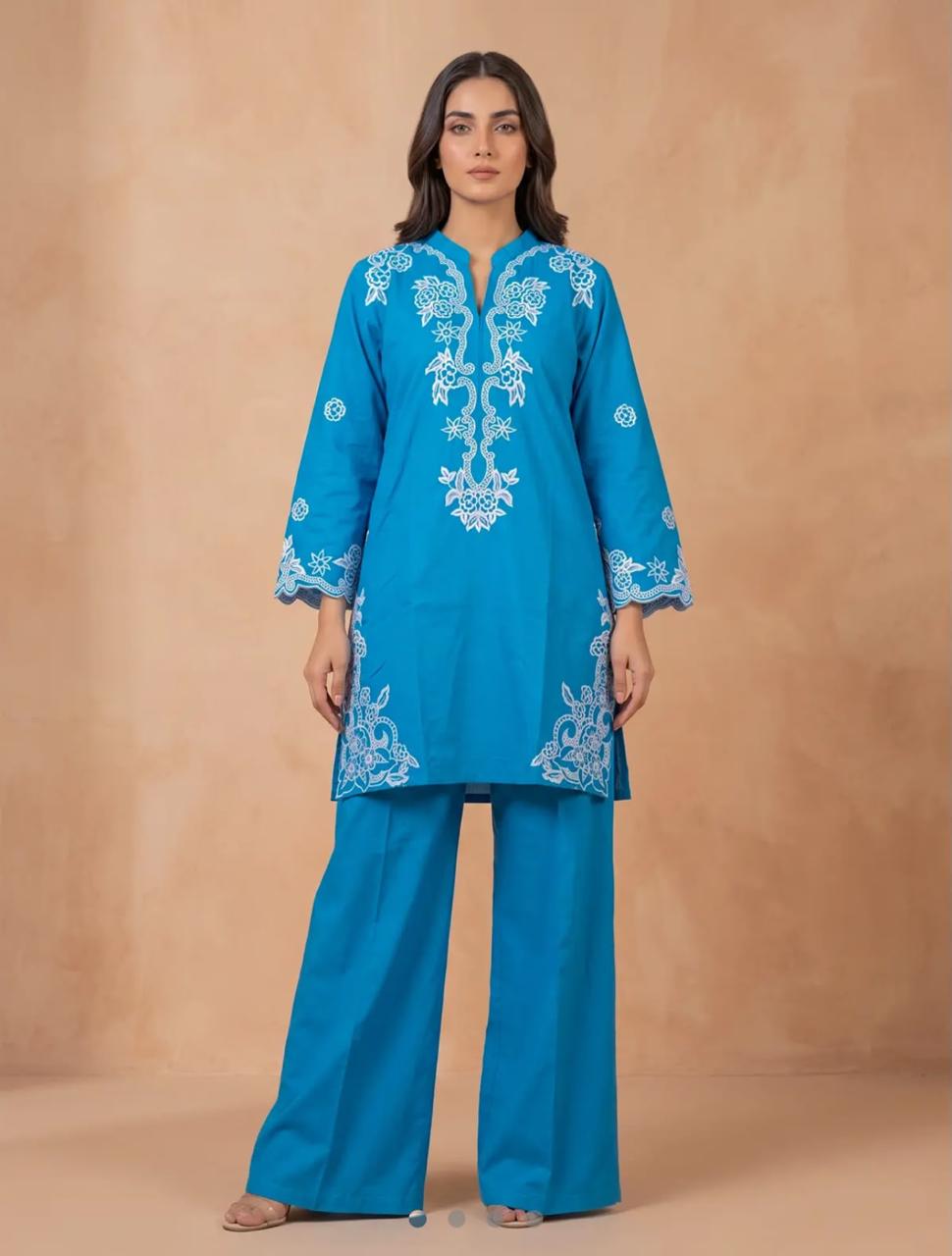Muskaan 2-Piece Teal Printed Cotton Suit