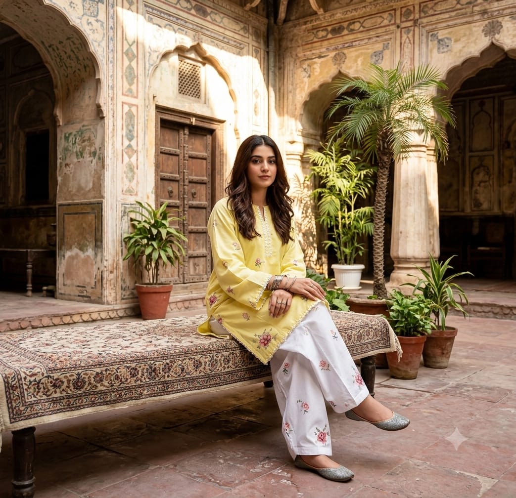 Flower Lemon 2-Piece Cotton suit for women